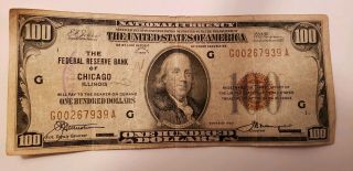 $100 Chicago Federal Reserve Bank Note From 1929