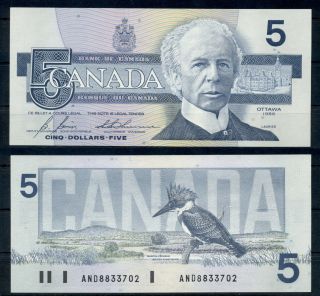 Canada 5 Dollars 1986 Unc Banknote Pick 95c Sir Wilfrid Laurier