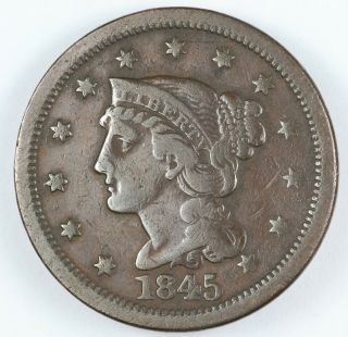1845 Braided Hair Large Cent 1c