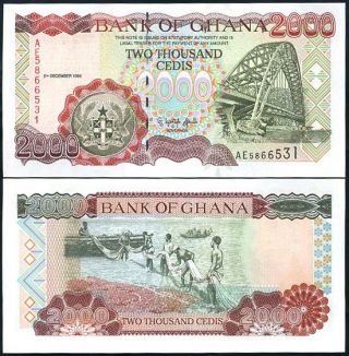 Ghana 2000 2,  000 Cedis 1996 P 33 Unc