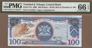Trinidad & Tobago: 100 Dollars Banknote,  (unc Pmg66),  P - 51b,  2006,