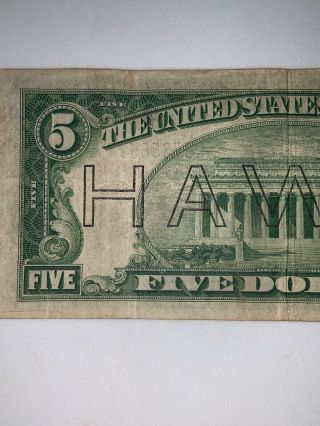 1934 A $5 Federal Reserve Note - Hawaii - Emergency Issue - Brown Seal 6