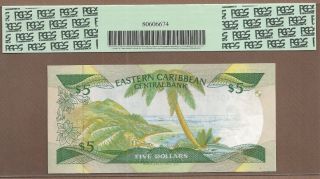EAST CARIBBEAN STATES: 5 Dollars Banknote,  (UNC PCGS66),  P - 18m,  1986, 2