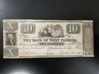 1832 Appalachicola Florida - $10 Bank Of West Florida - Neat Vignettes