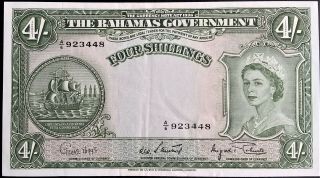 Bahamas 4 Shillings P13 Queen Elizabeth Qeii 1953 British Choice Gef Pmg 100