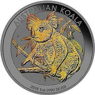 Australia 2018 1$ Australian Koala Gold Hologram 1 Oz Silver Coin