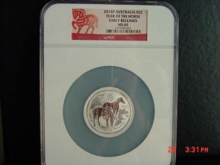 2014 Australia Lunar Year Of The Horse Series 2 $2 2 Oz Silver Ngc Ms69 Er