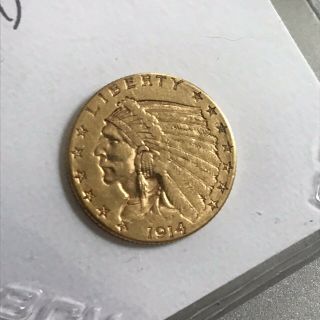 Denver Gold 1914 - D Indian Head $2.  50 Quarter Eagle U.  S.  2 1/2 Ebucks Eligible