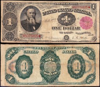 Fine Scarce 1891 $1 " Stanton " Treasury Note B5075825