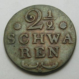 Bremen (german City) 2 - 1/2 Schwaren 1820 - Copper - Vf - 2364