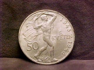 Czechoslovakia 50 Korun Commemorative Silver Coin 1948 Unc