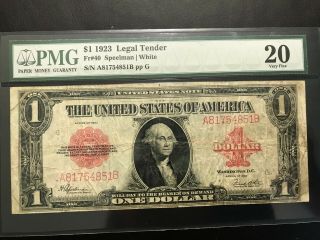 1923 $1 Red Seal United States Note Fr 40 Pmg Graded Very Fine 20.