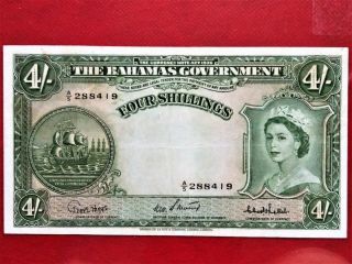 1936 Bahamas Government 4 Shillings Old Banknote