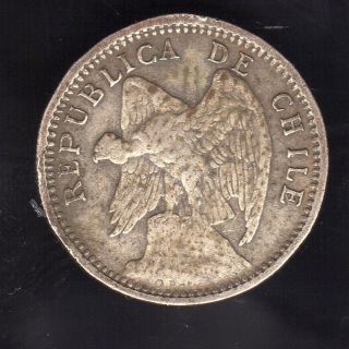 Chile 10 Centavos 1908,  Silver