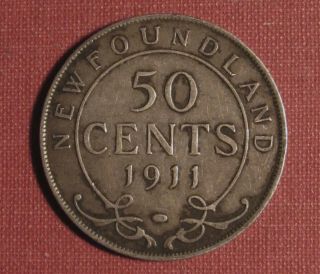 1911 Newfoundland 50 Cents - Sterling (. 925 Fine) Silver,  Nicely Detailed
