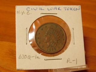 1863 Cwt Civil War Token City Of York Iou One Cent Indian Head 630q - 1a