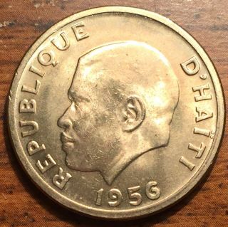 1956 Haiti 20 Centimes President Paul Eugene Magliore Coin Uncirculated