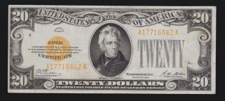 Us 1928 $20 Gold Certificate Fr 2402 Vf - Xf (- 862)