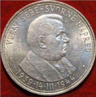 1944 Czechoslovakia 50 Korun Silver Foreign Coin