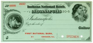 In Indianapolis Indiana National Bank Specimen Abnco Ny ? C.  1900 