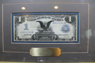 1899 $1 Black Eagle Silver Certificate Note Fr.  235 Xf Framed In Uv Glass