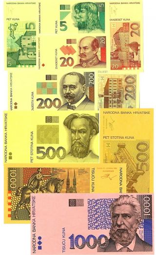 Croatia Special Set Of 10 Cut Bank Notes,  Printers Proofs By Giesecke & Devrient