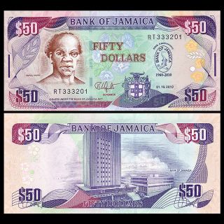 Jamaica 50 Dollars Banknote,  2010,  P - 88,  Unc Comm,  America Paper Money
