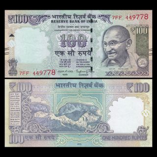 India 100 Rupee Banknote,  2016,  P - 105,  Unc,  Asia Paper Money