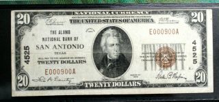 $20 1929 THE ALAMO NB SAN ANTONIO,  TX PMG 25 VERY FINE CH 4525 FR 1802 - 1 3