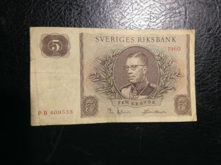 Sweden Banknote 5 Kronor 1960