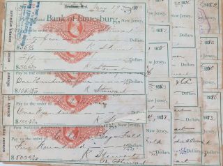 . 1878 - 1882 USA FIRST NATIONAL BANK OF JAMESBURG,  JERSEY.  35 CHECKS CHEQUES 2