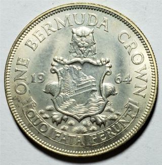 Bermuda,  Crown,  1964,  Uncirculated,  Lion, .  3636 Ounce Silver