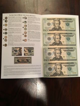 2004 The Color Of Money - Uncut Sheet Of 4 - 20 Dollar Bills - Star Notes