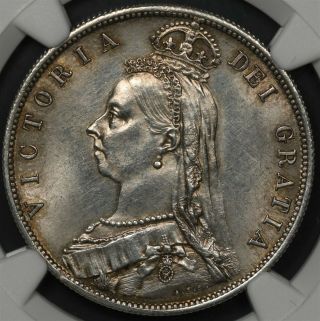 1887 Ngc Ms62 Great Britain 1/2 Half Crown Jubilee Head