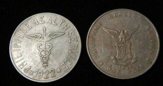 (2) 1922 & 1925 Philippines Islands Culion Leper Colony Bureau Of Health Pesos