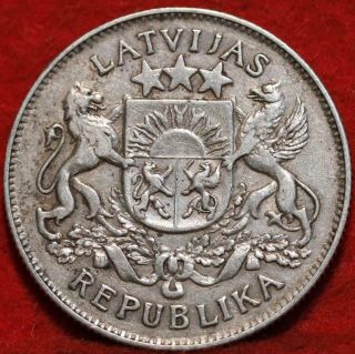 1926 Latvia 2 Lati Silver Foreign Coin