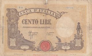 100 Lire Vg - Fine Banknote From Italy 1944 Pick - 59