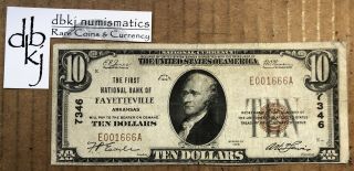 Fayetteville,  Arkansas - $10 1929 Ty.  1 The First Nb Ch 7346 - Fine
