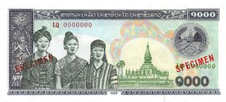Laos 1000 Kip 1998 P 35s Specimen Series Lq Uncirculated Banknote Msp