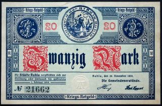 Ruhla 1918 20 Mark Grossnotgeld German Notgeld Banknote