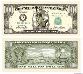 1000 Traditional Million Dollar Fake Bills - (one Thousand 1,  000)