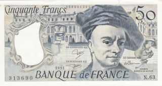 50 Francs Very Fine Crispy Banknote From France 1991 Pick - 152