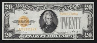 Us 1928 $20 Gold Certificate Fr 2402 Vf - Xf (- 189)