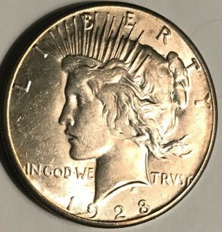 1928 P Peace Silver Dollar Au,  Details