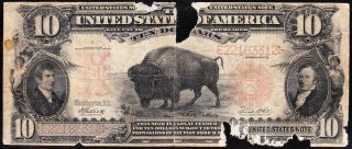 Bargain 1901 $10 Bison Legal Tender Note E22183312