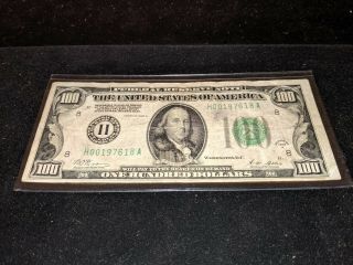 1928a $100 Bill Old Currency Low Serial H00197618a