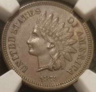 ☆1873 Closed 3 Indian Head Penny Cent Ngc Ms62,  Error☆