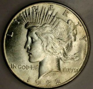 1922 - S $1 Liberty Peace Silver Dollar 19lwhl0804 Bu 90 Silver $1.  00