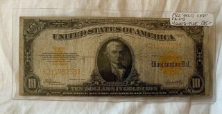 1922 Ten Dollar $10 Large Size Gold Certificate Note Speelman/white