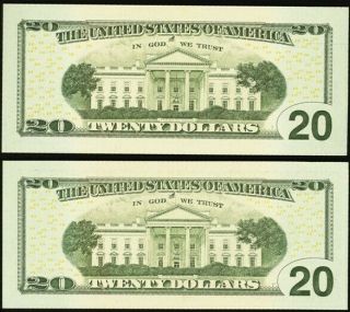 Fr.  2097 - I | Fr.  2099 - F $20 Federal Reserve Note Fancy Serial Number Pair 2